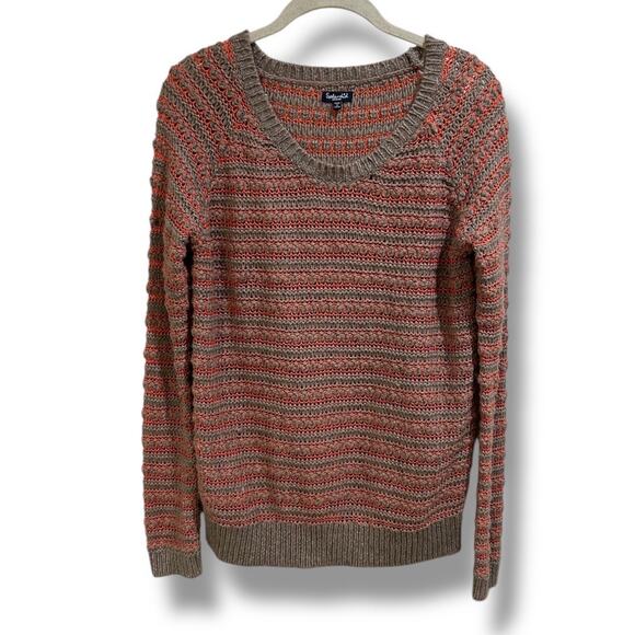 Splendid Hudson Wool Blend Orange Stripe Pullover Size Medium - Picture 4 of 12